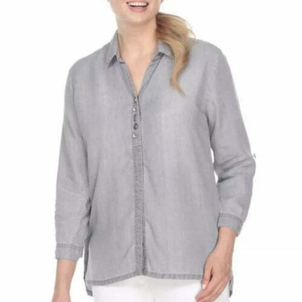 Neon Buddha Lush Shirt Long Sleeve Embellished Top Button-Up Women S‎ M NWT $110
